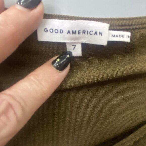 Good American Women’s 7 (3X) Long Sleeve Front Knot Blouse Shirt Mocha Brown NWT - Picture 5 of 7